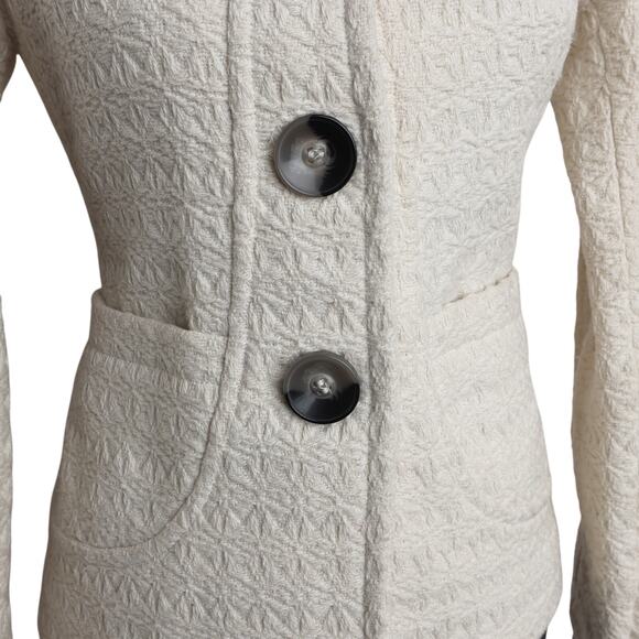 Women's Cream Preppy Twee Charlotte Russe Lined Button Up Jacket - S - Picture 3 of 11